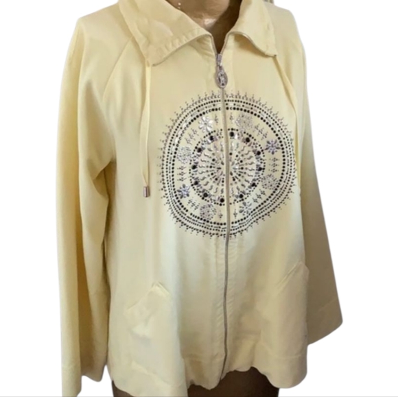 Christine Alexander Yellow Athletic Jacket with Logo, MEDIUM - Picture 1 of 4